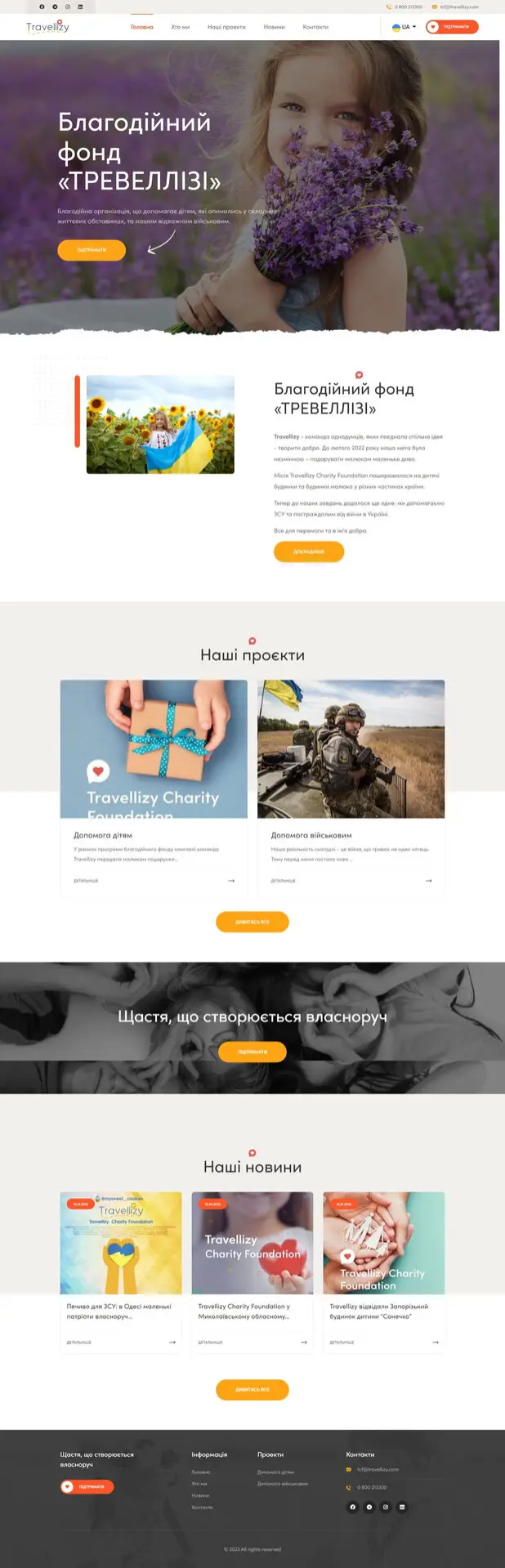Сайт благодійного фонду Travellizy