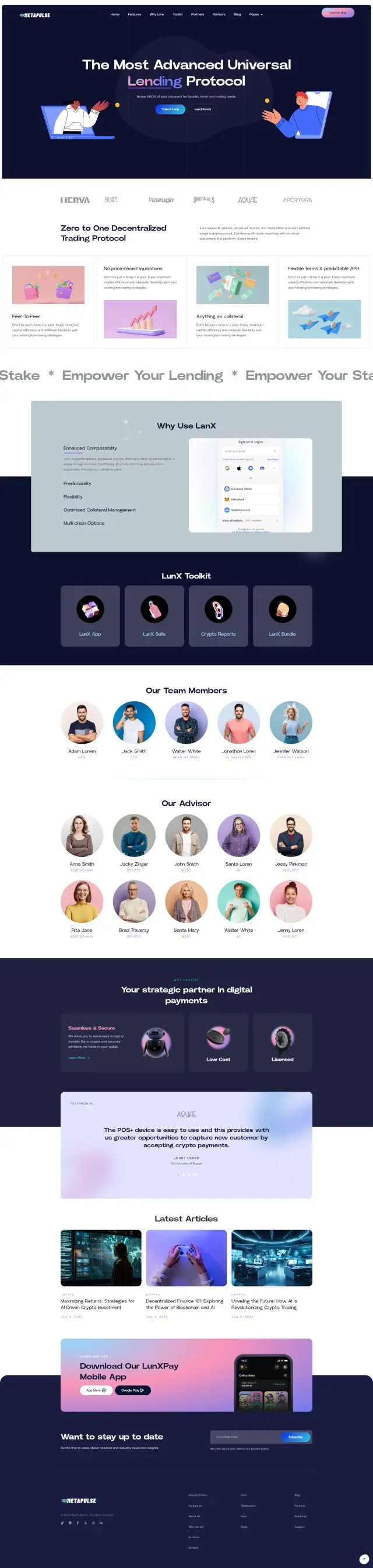 MetaPulse: лендинг для крипто / DeFi-версії проєкту