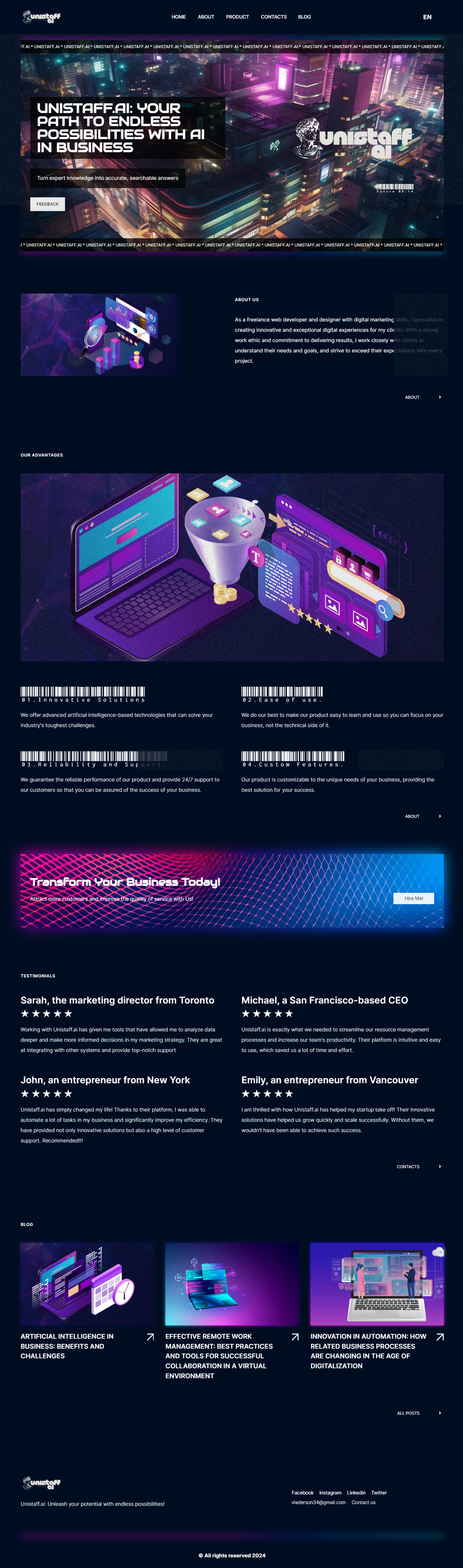 Універсальна платформа для побудови бізнесу з використанням AI-працівників Unistaff.ai